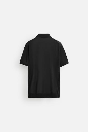 KNIT COTTON - SILK POLO SHIRT - Black by Zara - Image 7