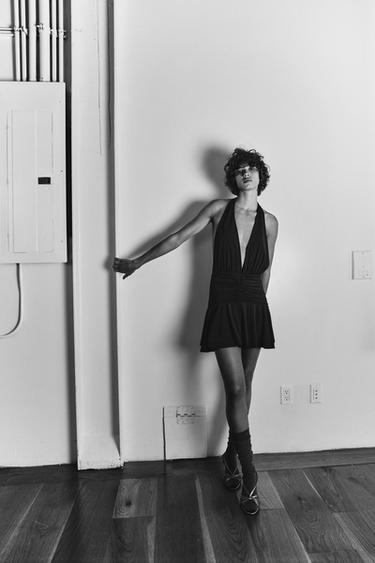 Zara HALTER JUMPSUIT DRESS - Dark brown