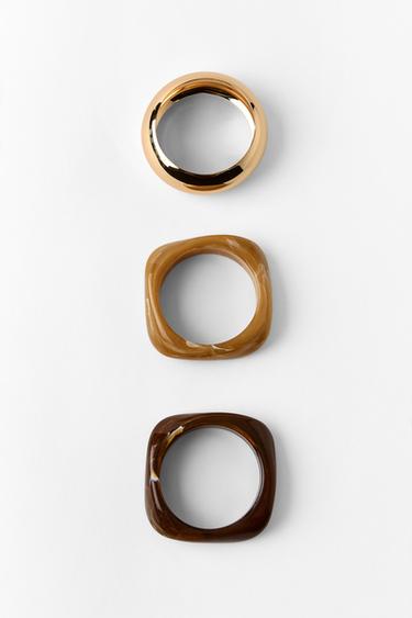 PACK 3 PULSERAS RÍGIDAS - Marrón de Zara