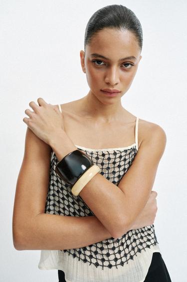Zara TWO-PACK OF RIGID RESIN BRACELETS - Ecru