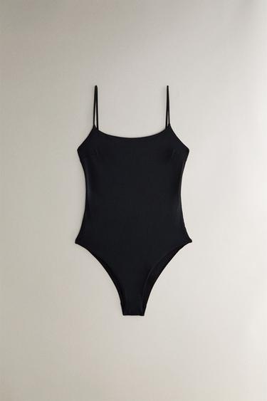 MAIÔ LISO COM ALÇAS FINAS - Azul-marinho da Zara