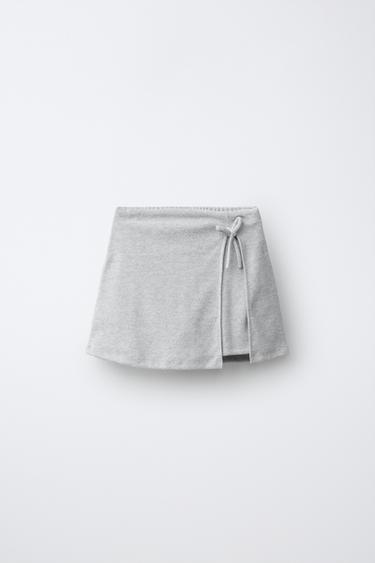 Zara SOFT TOUCH BOW SKORT - Gray marl