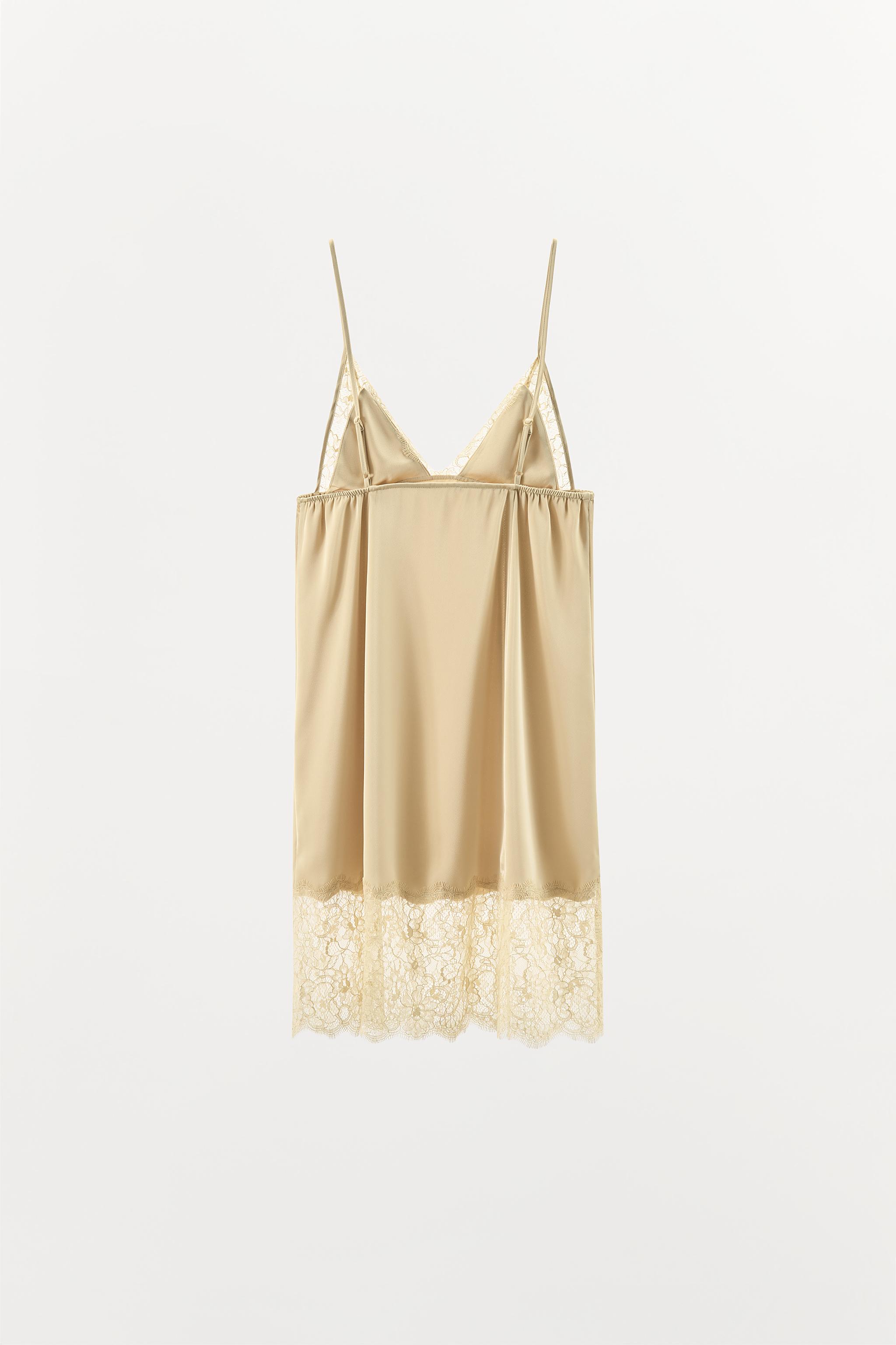 【ZARA】コントラストキャミソールワンピース 1758/525/727 コントラストキャミソールワンピース - バニラ | ZARA Japan / 日本