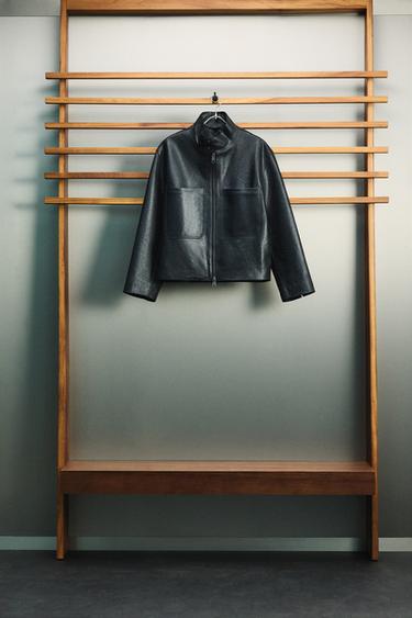 Zara LEATHER POCKET JACKET - Black - Image 0