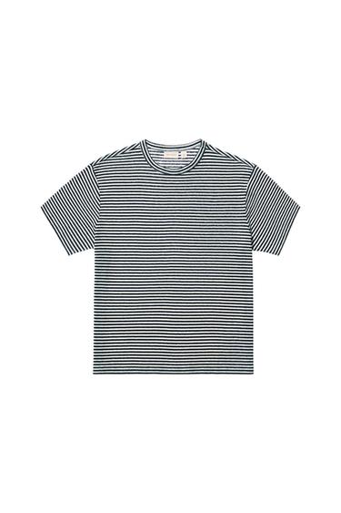 Zara STRIPED COTTON LINEN BLEND T-SHIRT - Striped