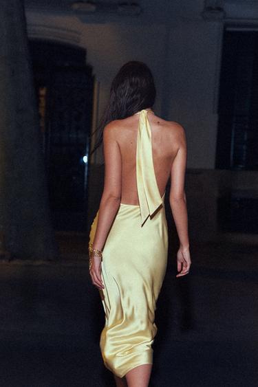 HALTER SATIN DRESS - Light yellow by Zara - Image 5