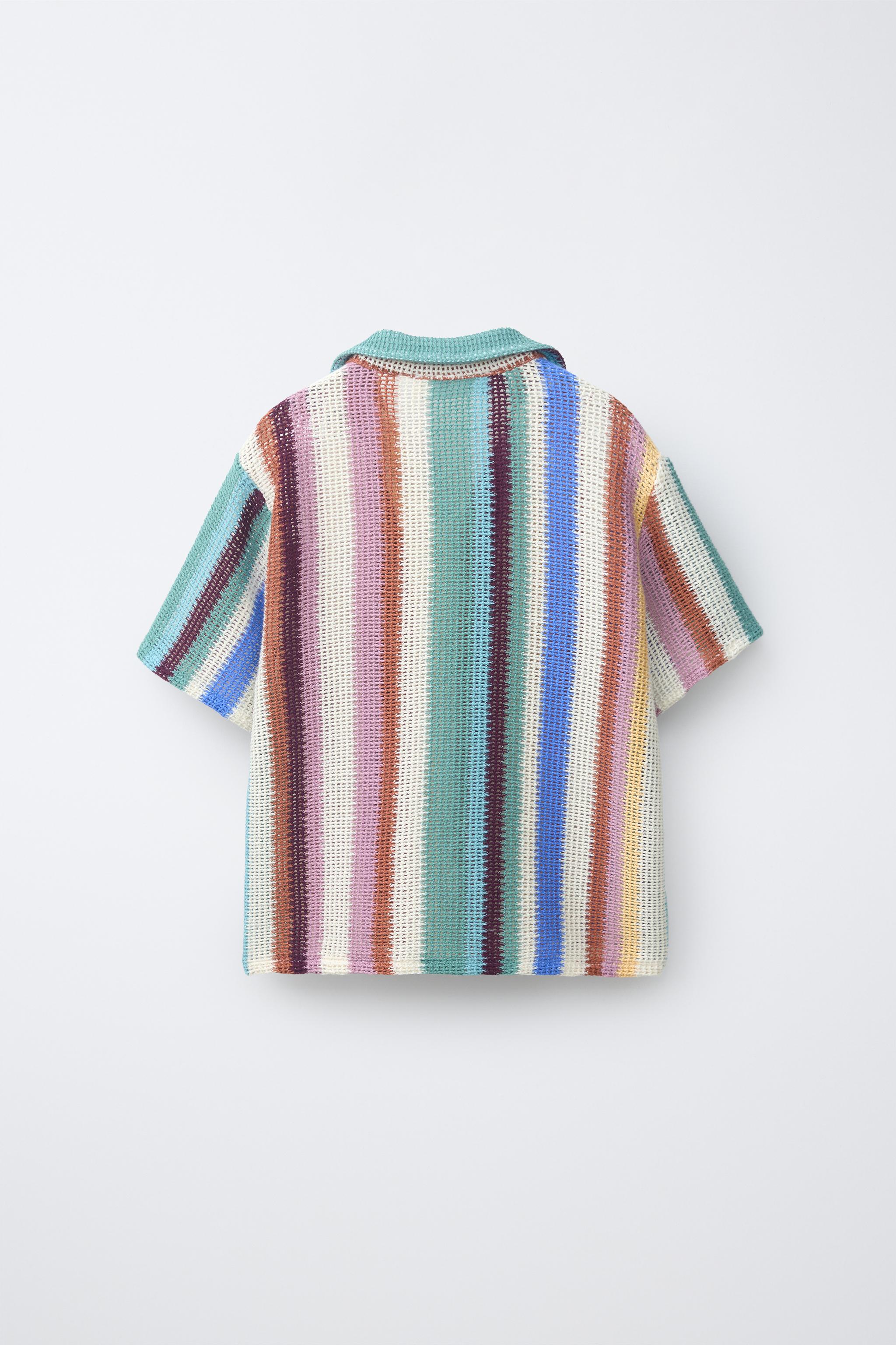 Детские рубашки Zara CROCHET STRIPED SHIRT — фото 3