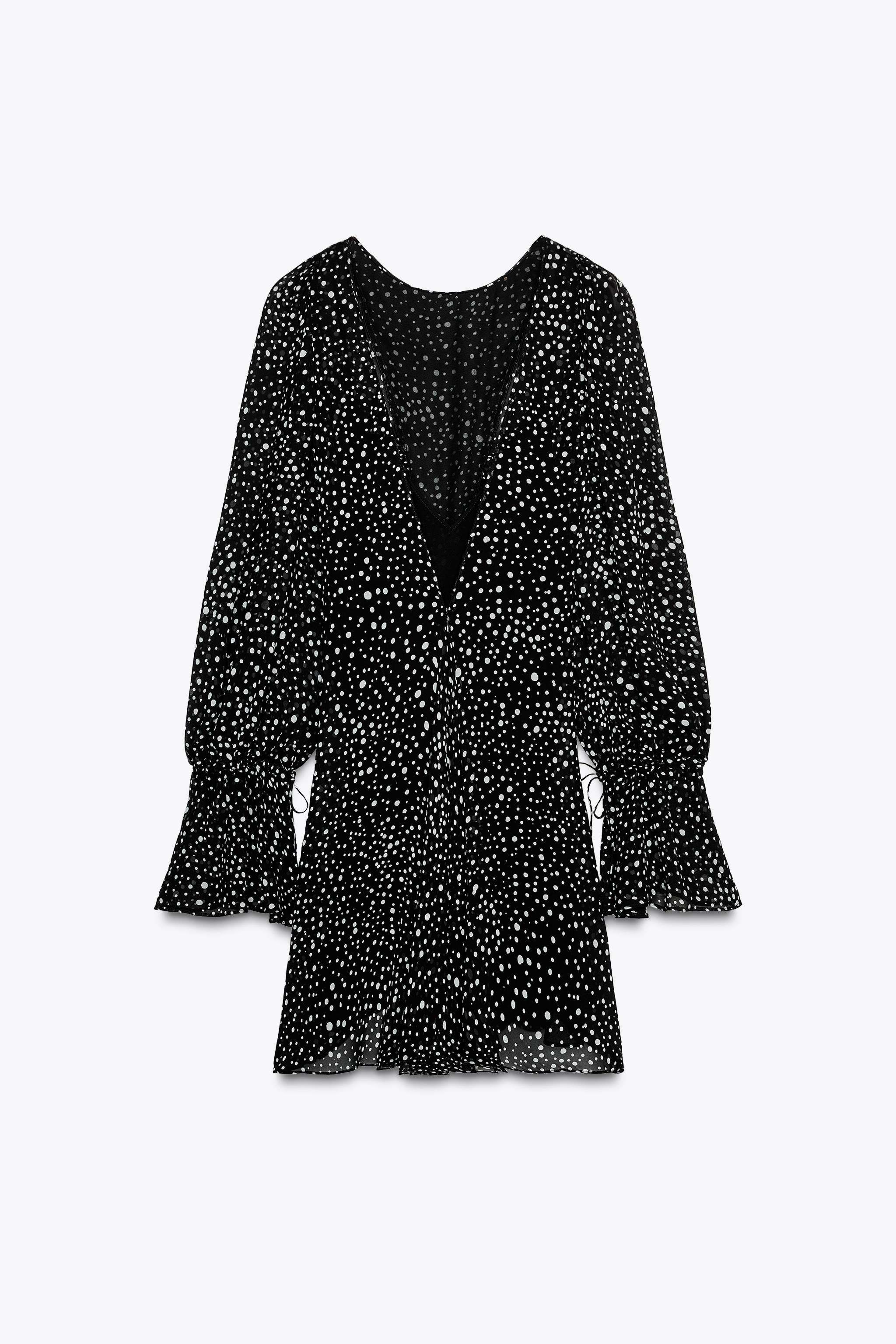 ドット柄ショートワンピース ZW COLLECTION - ブラック/ホワイト