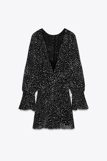 ZW COLLECTION POLKA DOT SHORT DRESS - Black / White by Zara - Image 2