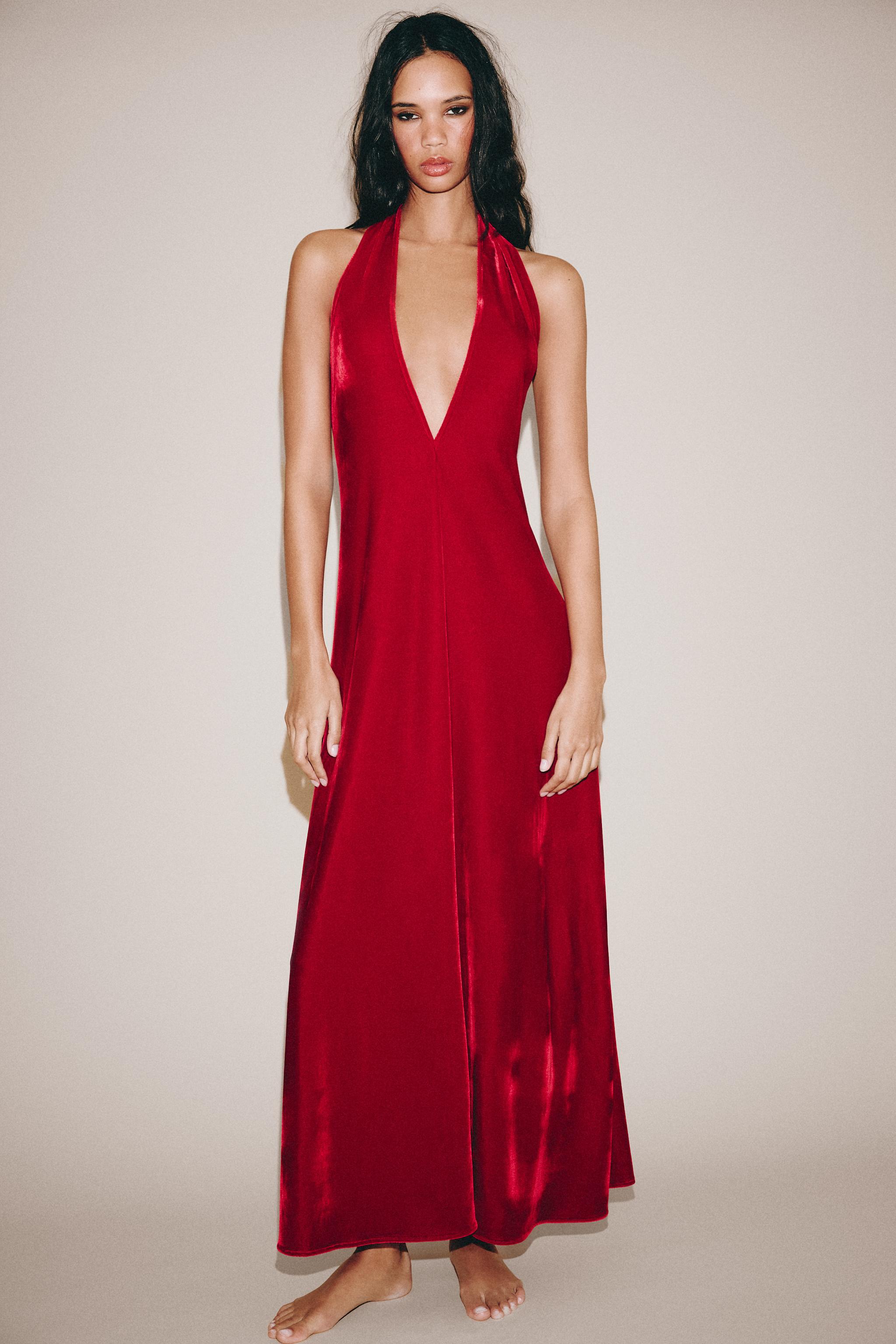 ROBE HALTER EN VELOURS