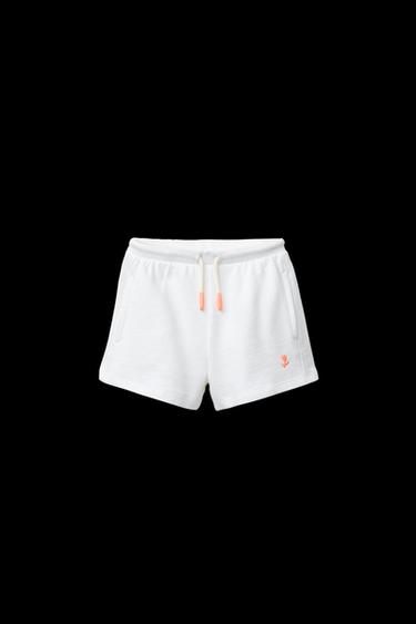 Zara EMBROIDERED PLUSH SHORTS - White - Image 0