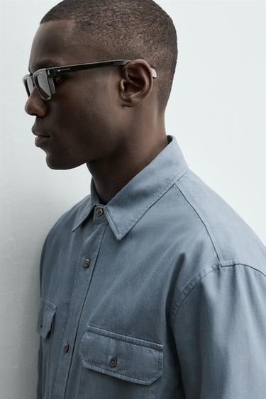 WASHED RELAXED FIT SHIRT WITH POCKETS - Blue / Indigo by Zara - Image 5