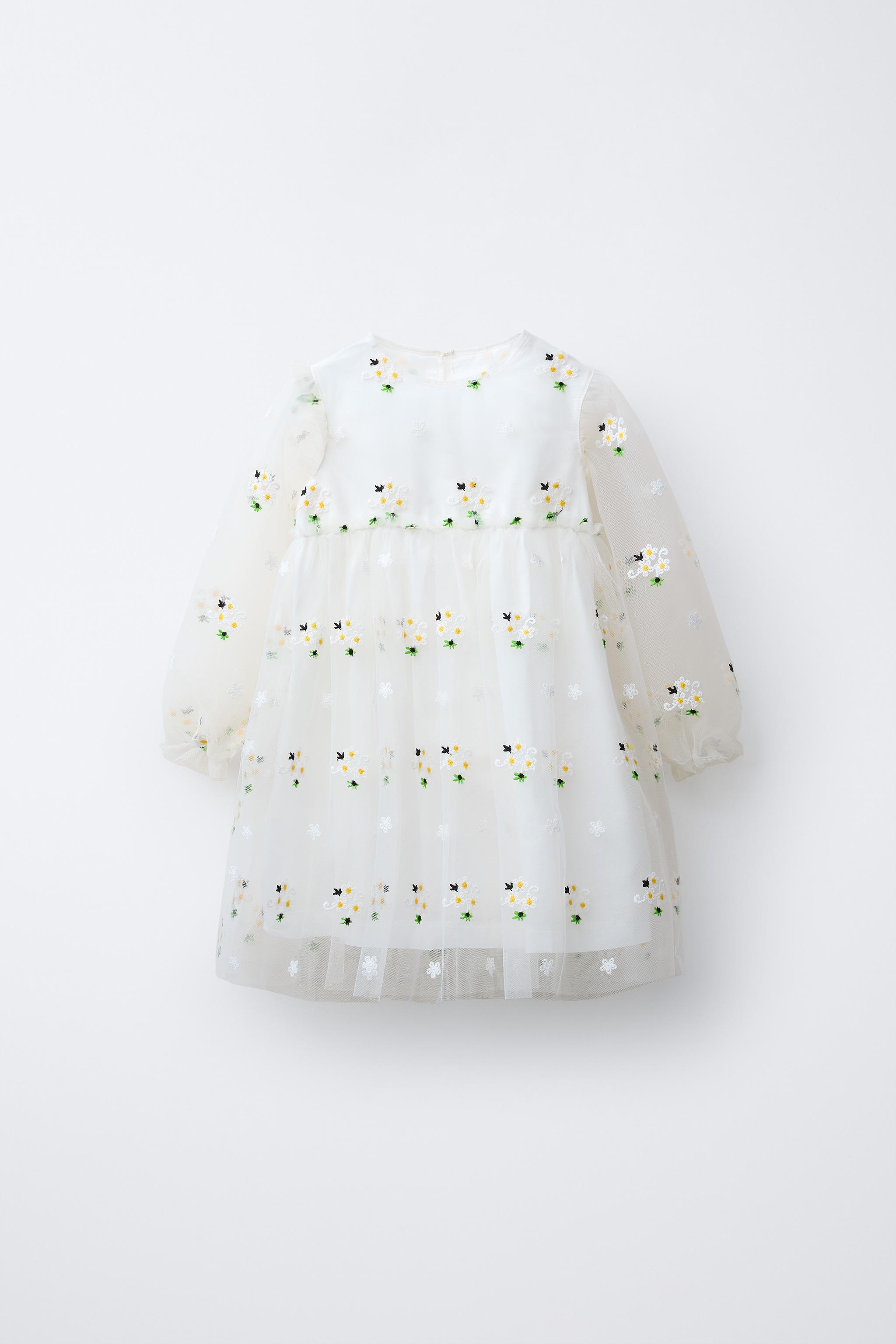 Zara - Embroidered Tulle Dress - Oyster-White - 1 Years (33,9 Inches) - Kids Zara - Embroidered Tulle Dress - Oyster-White - 1 Years (33,9 Inches) - Kids