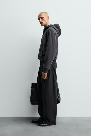 HOODIE WITH ZIP - Dark navy by Zara - Image 3