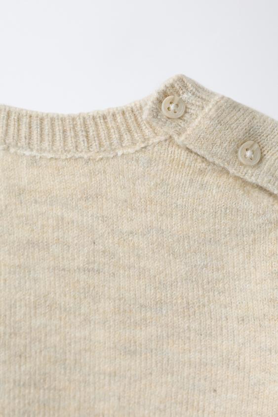 PULL EN MAILLE BRODÉ OURS - Beige clair de Zara - Image 3