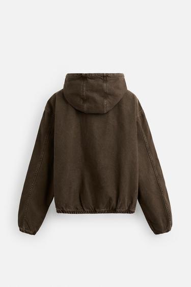 BLOUSON EN DENIM À CAPUCHE - Marron de Zara - Image 7