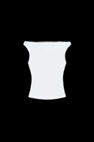 COLD SHOULDER RIBBED T-SHIRT - White by Zara