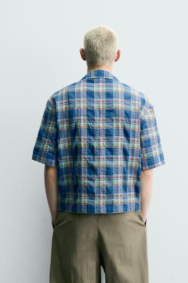 RELAXED FIT CHECK SHIRT - Mid-blue by Zara - Image 2