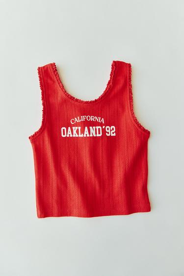 DÉBARDEUR POINTELLE VARSITY - Rouge de Zara