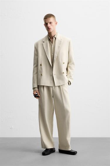 TEXTURED LINEN SUIT - Blue / Indigo by Zara