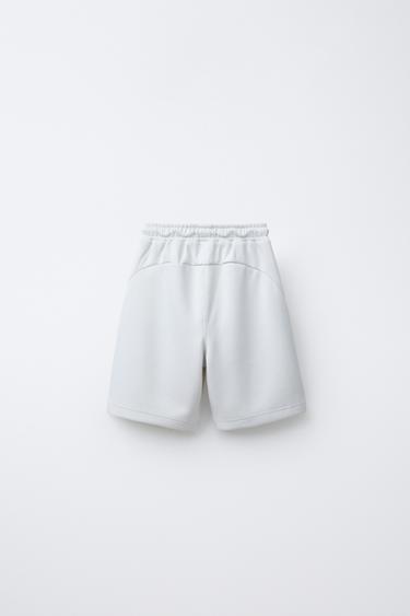SPORTY BERMUDA SHORTS WITH SLOGAN - Ecru by Zara - Image 1