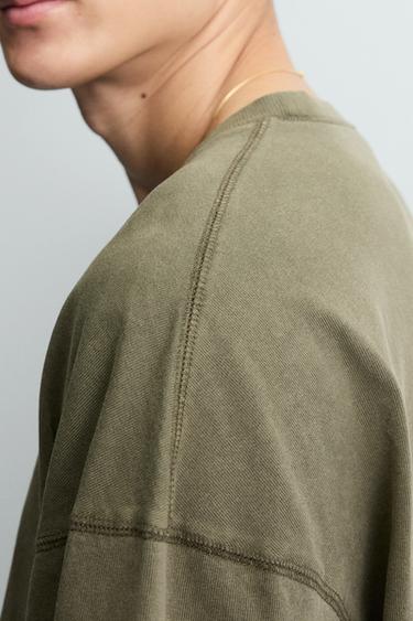 WASHED TEXTURED T-SHIRT - Khaki by Zara - Image 5