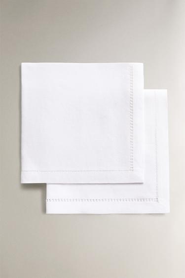 PACK OF HEMSTITCHED EMBROIDERED NAPKINS (PACK OF 2) - White by Zara