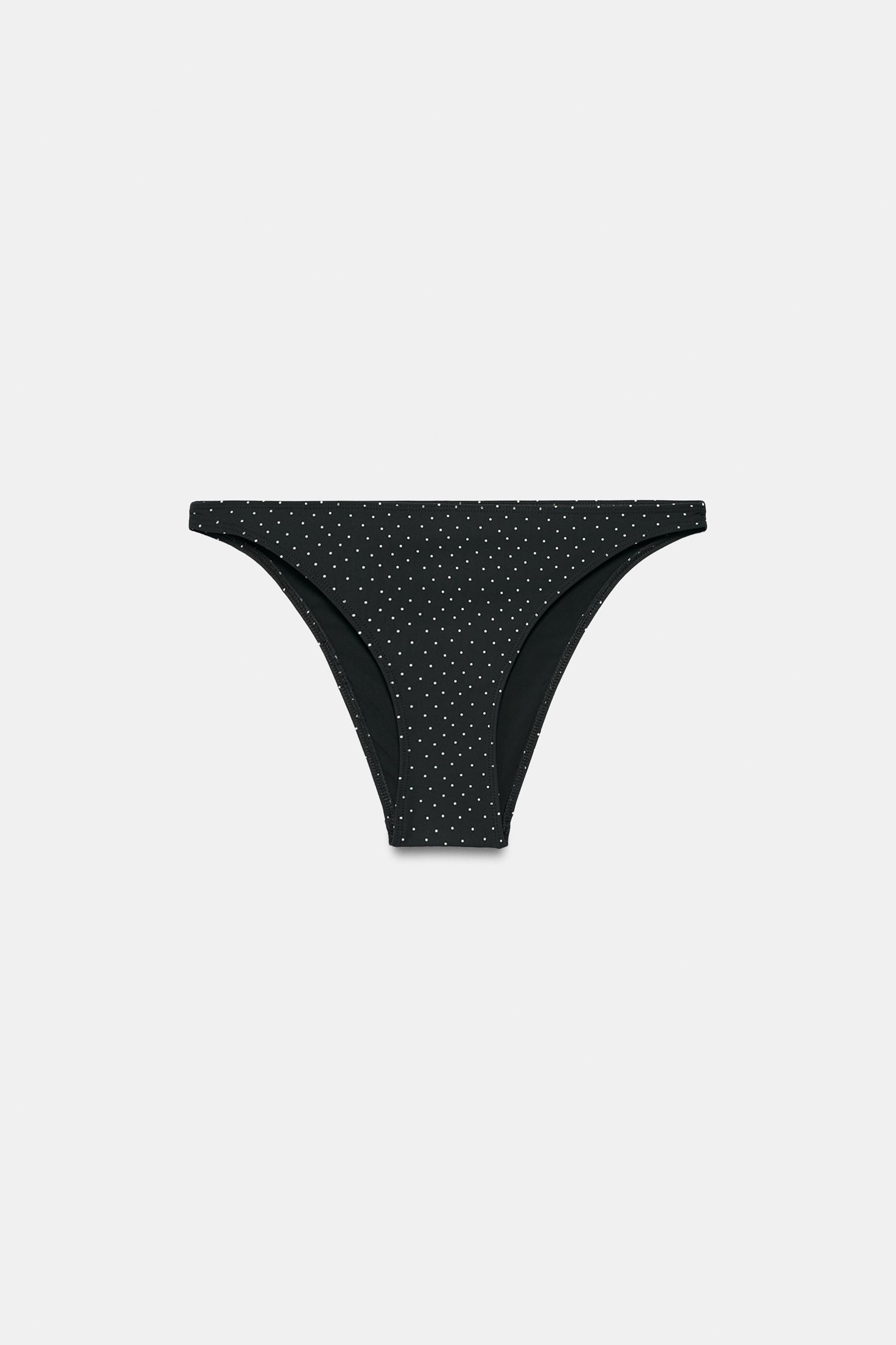 POLKA DOT PRINT BIKINI BOTTOMS — Black