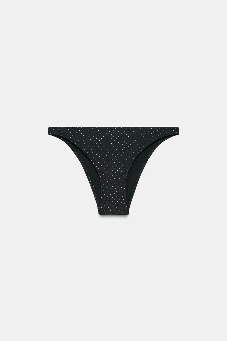 POLKA DOT PRINT BIKINI BOTTOMS — Black