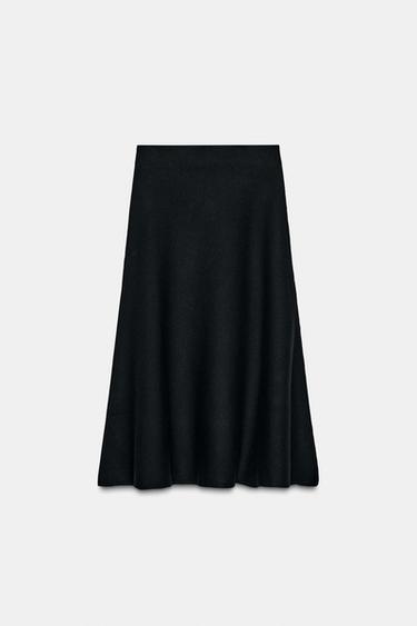 MIDI-STRICKROCK MIT WEITEM SCHNITT - Schwarz von Zara