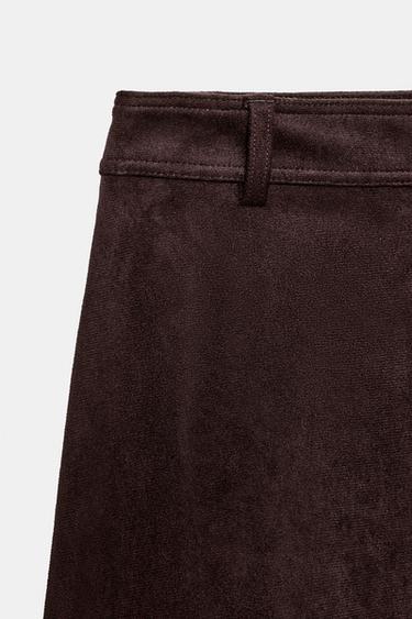 JUPE CAPE EFFET DAIM - Marron chocolat de Zara - Image 5