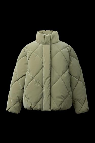 RUBBERISED PUFFER JACKET - Khaki by Zara - Image 0