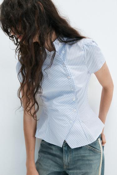 CAMISA MANGA CORTA - Azul / Blanco de Zara