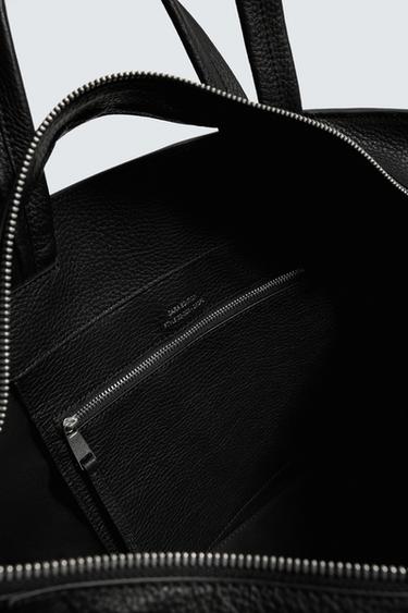 LEATHER TOTE BAG - Black by Zara - Image 6