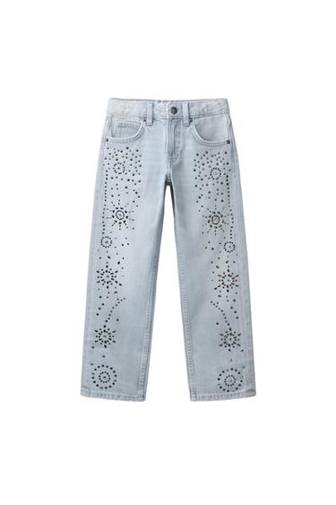 KAVBOJKE S ŠIROKIMI HLAČNICAMI IN ZAKOVICAMI - Modra od Zare