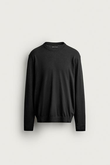 REGULAR FIT COTTON-CASHMERE JUMPER - Black by Zara