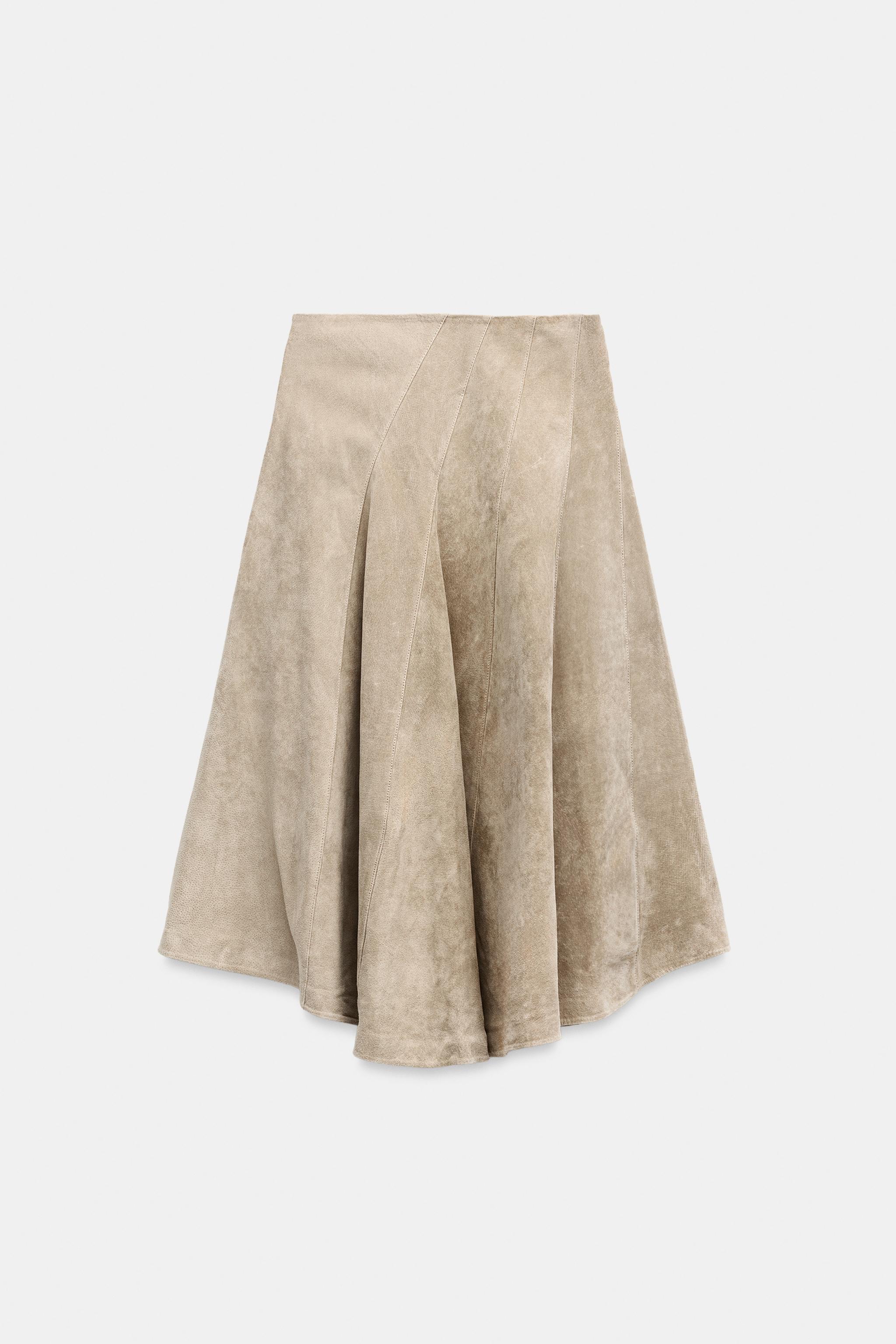 100% LEATHER MIDI SKIRT