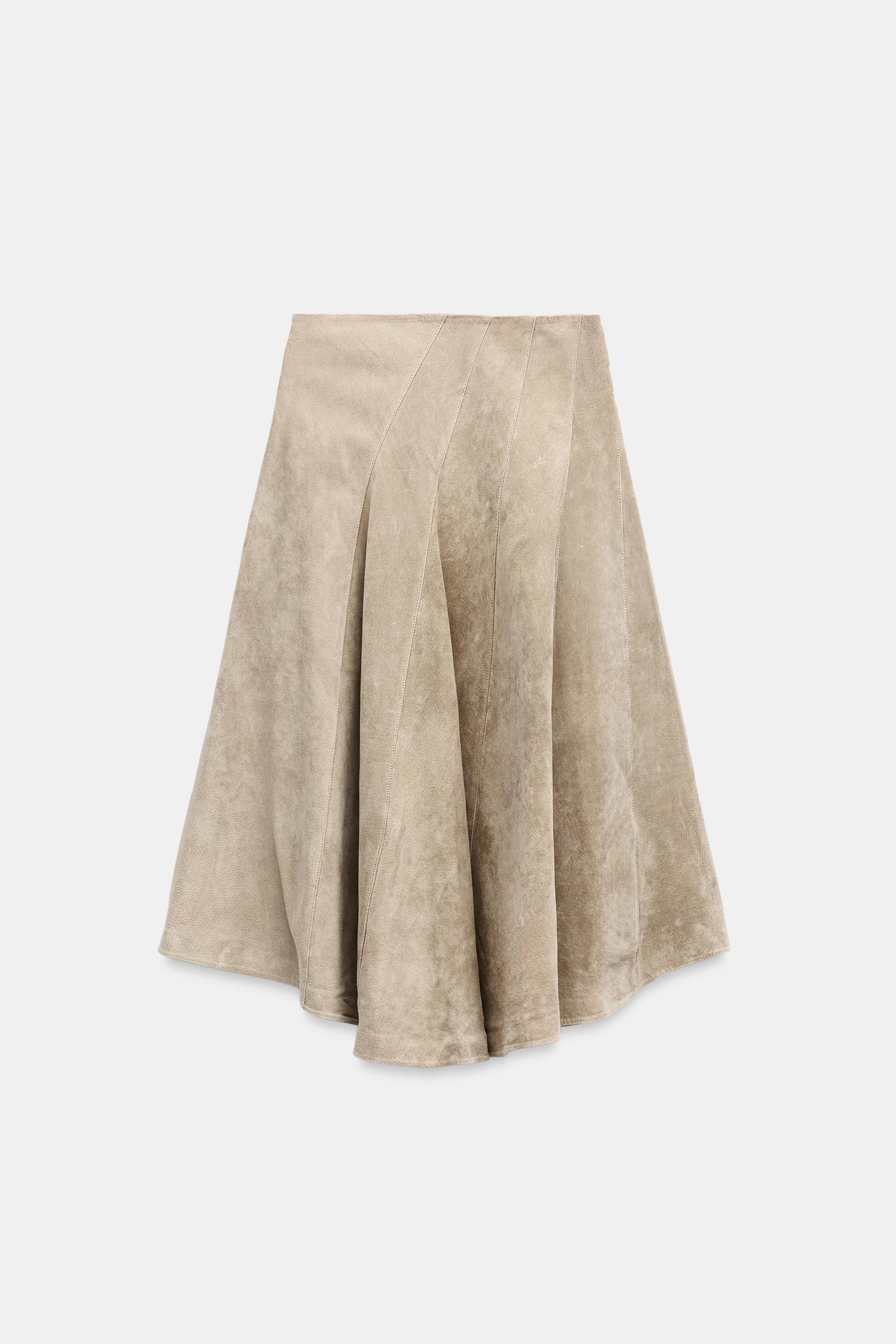 100% LEATHER MIDI SKIRT thumbnail 7