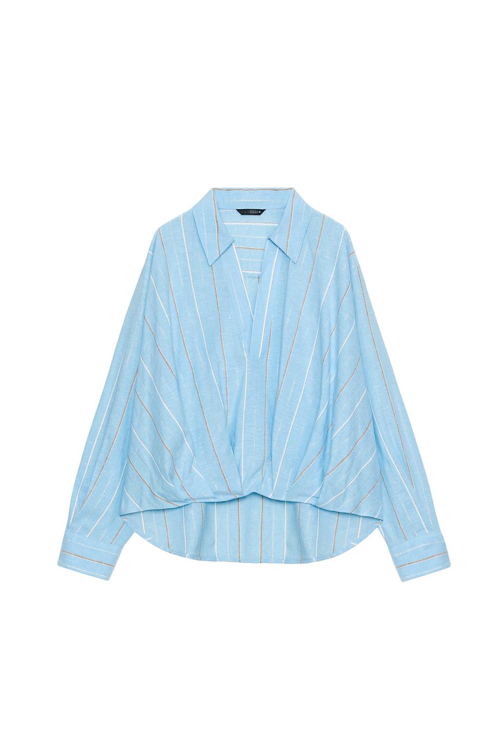 LINEN BLEND SHIRT WITH PUFF HEM - image 3