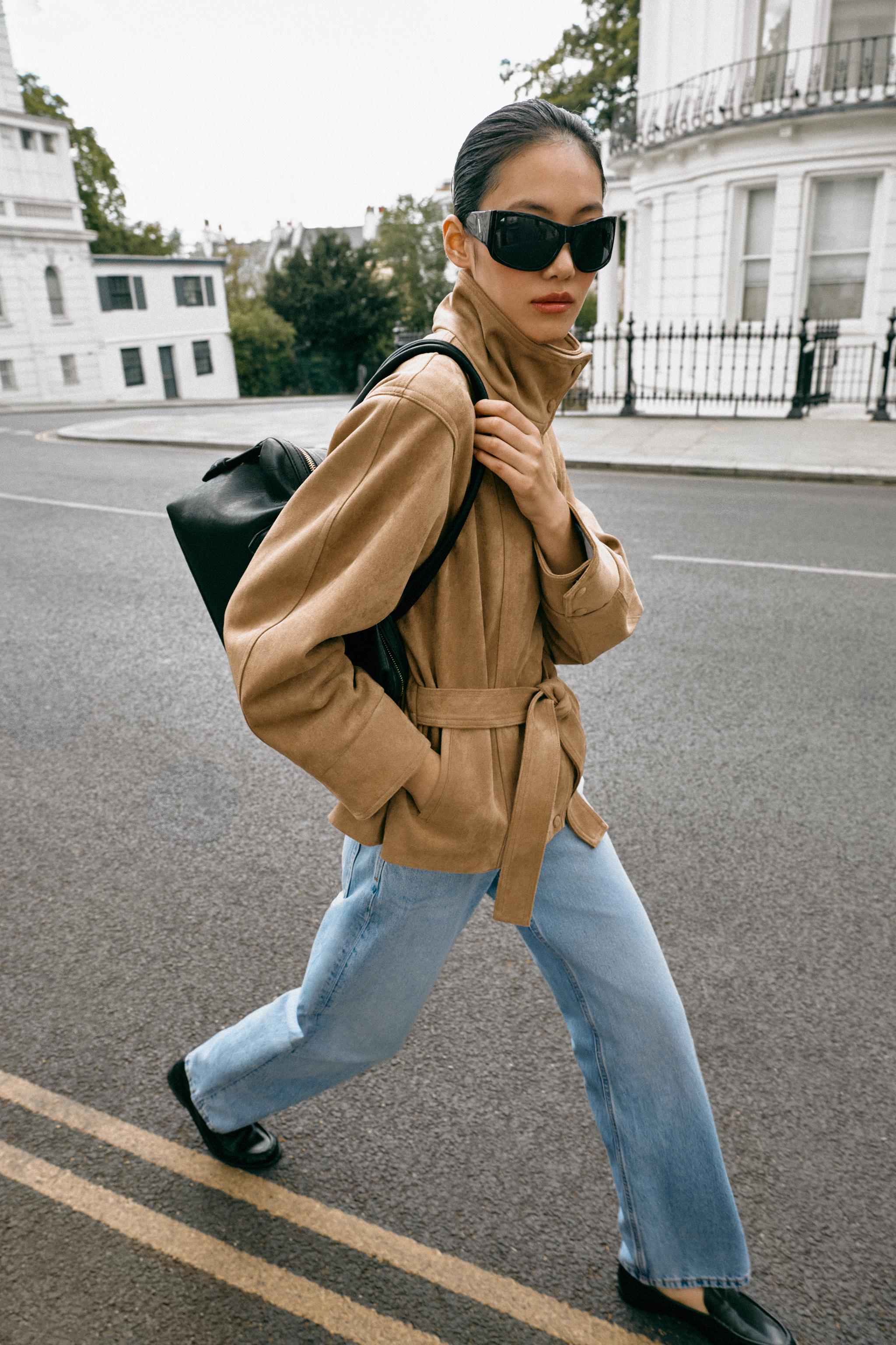 FAUX SUEDE BELTED JACKET