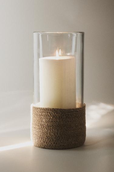 GLASS AND JUTE LANTERN - Transparent by Zara