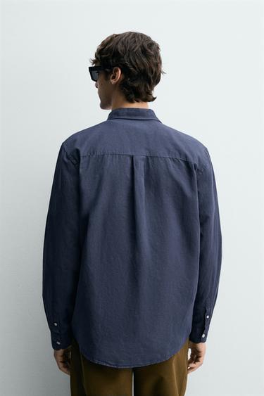 REGULAR FIT LINEN/COTTON SHIRT - Blue by Zara - Image 2