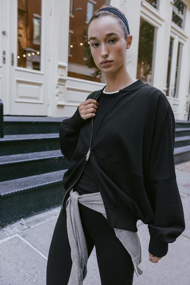 CAZADORA BOMBER INTERLOCK - Negro de Zara