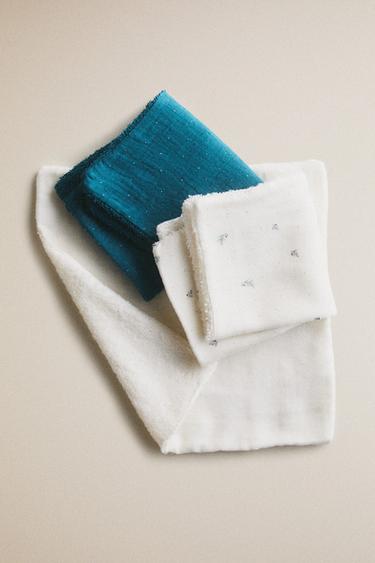 MINI FLORAL BABY TOWEL (SET OF 3) - Ecru by Zara