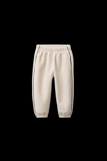 Zara PIPED TRIM FLEECE JOGGER PANTS - Mid-ecru - Image 0