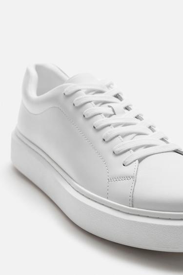 BASKET EN CUIR À SEMELLE ÉPAISSE - Blanc de Zara - Image 4