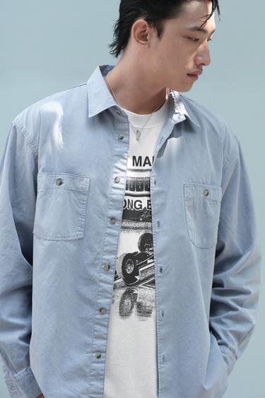 WASHED RELAXED FIT SHIRT - Bluish by Zara