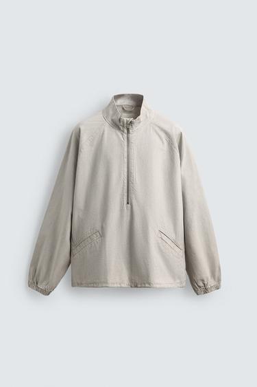 ТОЛСТОВКА С КАРМАНОМ КЕНГУРУ И МОЛНИЕЙ — ЭКРЮ от Zara