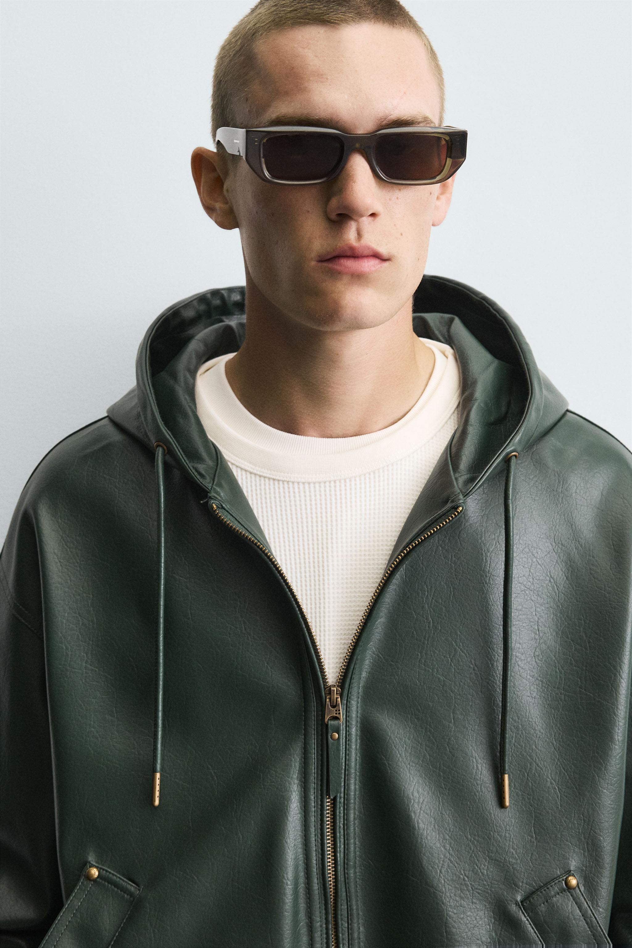 HOODIE FAUX LEATHER JACKET - Green | ZARA United States