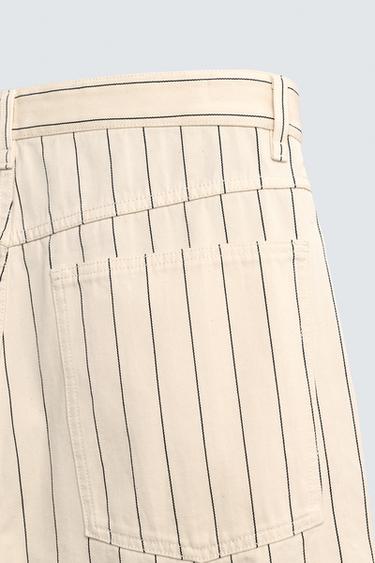 PINSTRIPE BAGGY FIT BERMUDA SHORTS - Ecru by Zara - Image 9